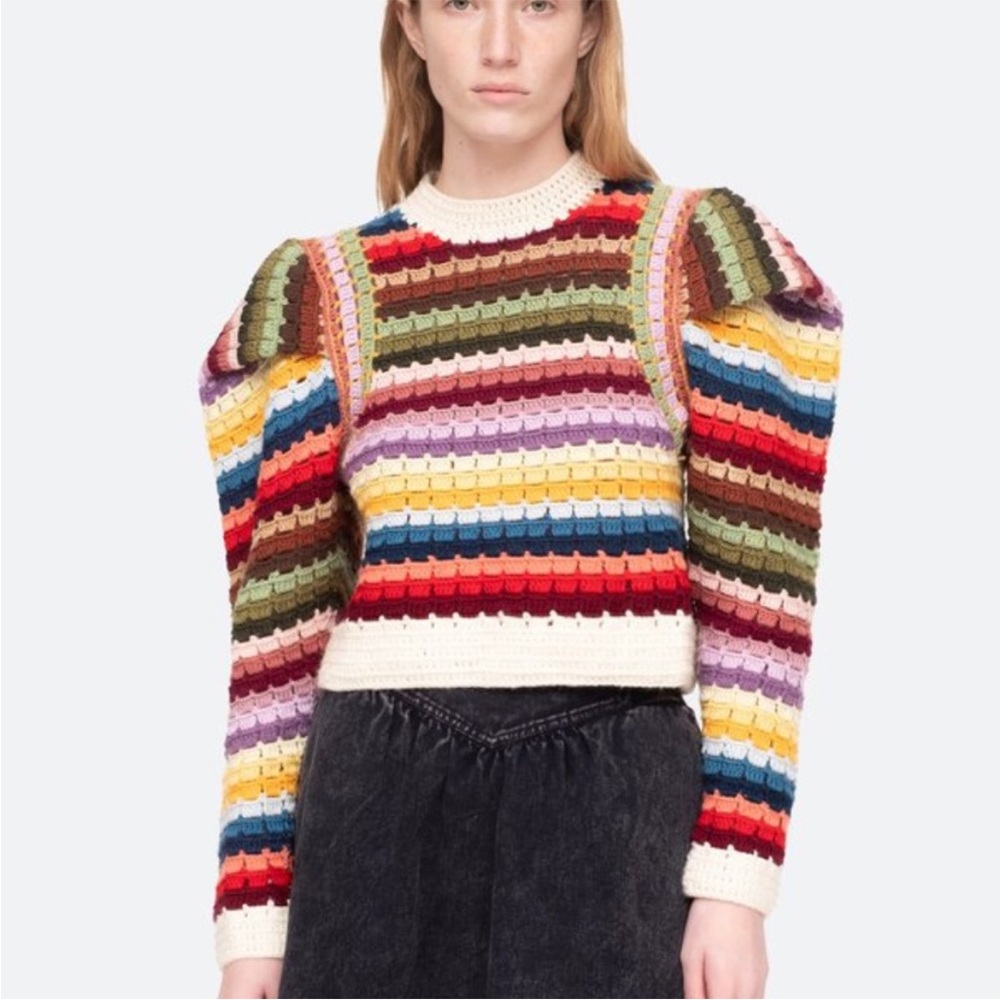 Sea New York Ziggy crochet colorful rainbow Sweater size small medium